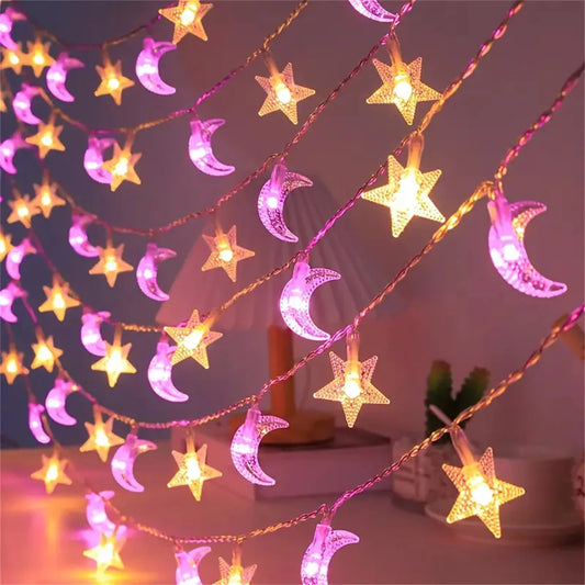 LED Star & Moon Ramadan Lights - 1.5M/3M/4.5M (EG, CA)