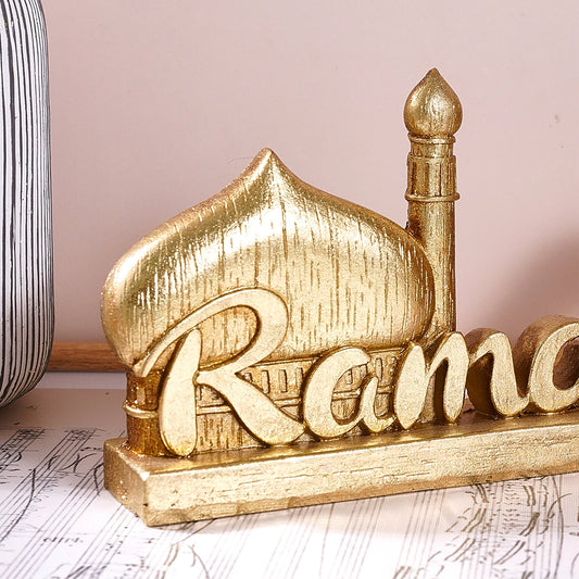 Antique Gold Resin Ramadan Decorative Lantern - Premium Eid Mubarak Gift & Home Decor