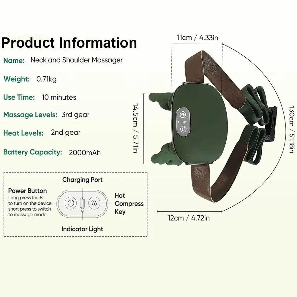 جهاز تدليك الرقبة رباعي الأبعاد - تخفيف آلام الأنسجة العميقة مع العلاج الحراري