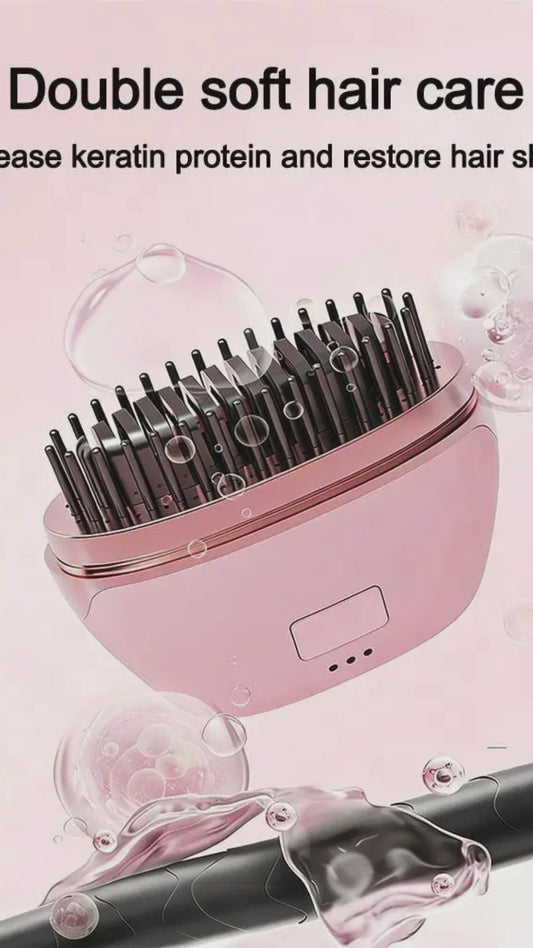 Portable Hair Straightener Brush -  Rechargeable Cordless Hot Comb